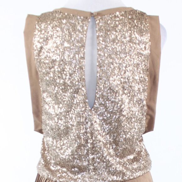 Khaki gold C.LUCE sleeveless blouse dress S - Picture 8 of 8
